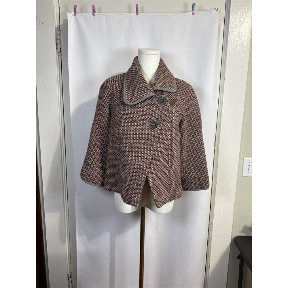 Kenar Women's Vtg Style Tweed Jacket Wool/Polyester Blend 3/4 Sleeve Lined Sz 12